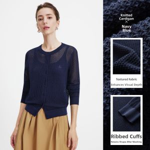 Navigare | Grey Lacy Hollow-out Sweater for Autumn Old Money Style