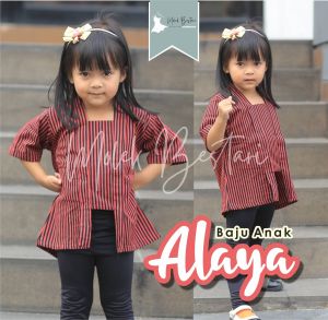 Atasan Model Kutubaru Anak Perempuan Paud TK SD SMP Motif Lurik Modern Lengan Pendek