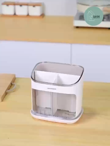 🇸🇬 Ready Stock Minimalist Cutlery Holder Rack with Drain Tray Chopstick Spoon Fork Organizer (Detachable High Capacity