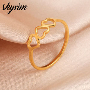 Skyrim phụ nữ thép không gỉ Titan Nhẫn vàng thiết kế trái tim trang sức nhẫn Nhẫn cho bạn bè