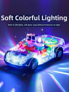 Electric Rotatable Transparent Gear Music and Light Toy Car