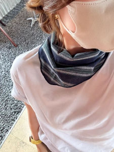 Khăn Trùm Đầu Tam Giác Bằng Vải Cotton Họa Tiết Sọc Xanh Lá Cây Cổ Điển Lãng Mạn Phụ Kiện Tóc Thanh Lịch Mới Khăn Choàng Lụa