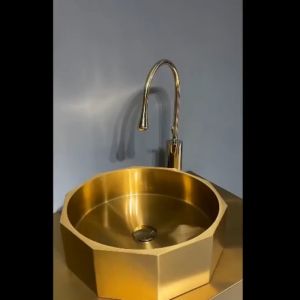 CT196D099 TSUKAERU Luxury wash basin อ่างล้างมือ อ่างสีทอง เคาน์เตออร์สีทอง