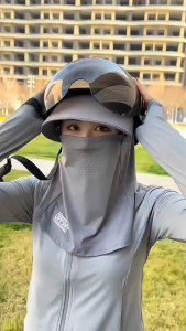 Full Face Sun Protection Hat Ice Silk Sunscreen Cap UV Protection Resistant Summer Outdoor Hat Sport Riding Hat