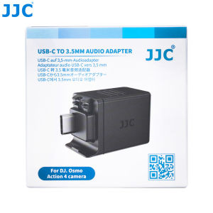 JJC 3.5mm Audio Adapter Mount For DJI Osmo Action 4 Action 6 / Osmo Action 5 Pro Camera to Add A Mic MicrophoneUSB-C Connector &Charging Port