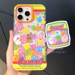 Adorable Cartoon Bear Candy Design Phone Case Full Cover Transparent Soft Silicone Compatible with 13 14Pro 15Promax