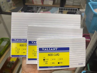 AUTHENTIC Valiant Index Card by 20s 50s and 100s (Size 3x5 4x6 and 5x8)