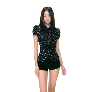 withmin | Áo Blouse Thiết Kế Chấm Bi Ôm Dáng