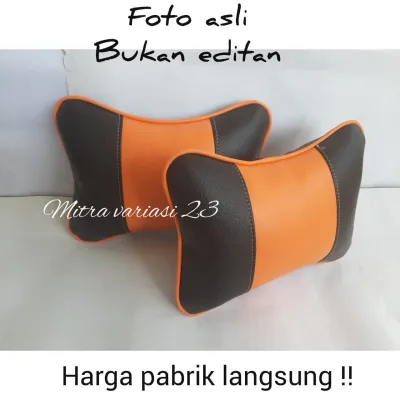 Bantal mobil kulit sintetis sandaran kepala kulit sintetis bantal mobil set micro fiber