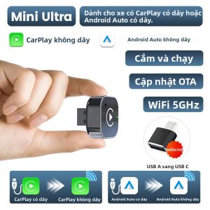 Hộp Kết Nối Không Dây 2 Trong 1 CarPlay & Android Auto 2025 Bộ Chuyển Đổi Bluetooth Tự Động Kết Nối Thiết Bị Mini Plug&Play Để Chuyển Đổi Kết Nối Xe Hơi Có Dây Sang Không Dây
