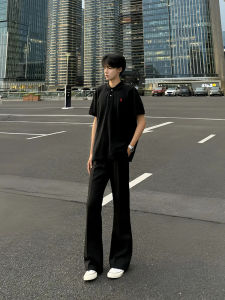 Cleanfit Ice Silk Cool Feeling Mens Summer Thin Wide Leg Pants Loose Casual Trousers Straight Leg Polyester Fiber Long Pants