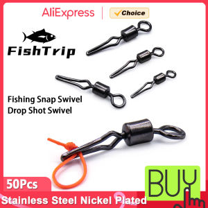 FishTrip 50Pcs Fishing Sinker Swivel Clip Drop Shot Swivel for Sinker Weight Make Terminal Tackle