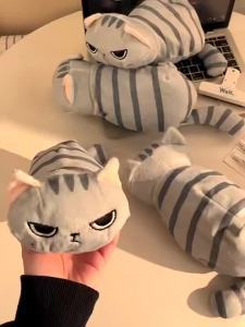 EELHOE | Dễ Thương Sang Trọng Hộp Đựng Bút Mèo Xám Kawaii Dung Tích Lớn Túi Trang Điểm Di Động Văn Phòng Phẩm Vật Dụng Văn Phòng Thiết Kế Hoạt Hình