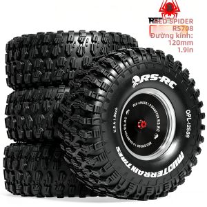 Bộ Mâm Xe Địa Hình Cao Su RED SPIDER 4 Chiếc 1.9 Inch 120mm Vành Kim Loại Khóa Hạt Dành Cho Xe RC Crawler Buggy 1/10 FCX10 MST CFX VP