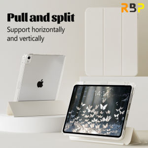 RBP tri-fold slide pull-out detachable iPad case for iPad Air 6 13 inch Pro 5 11in Pro 7 13in 2024 Air 5 Air 4th gen case Acrylic transparent anti-bend for iPad 10 9 8 7th gen iPad Pro 11 12.9 inch 2020 2021 2022 m2 mini 6 8.3 smart case With pen tray