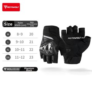 MOTOWOLF | All-Season Breathable Crashproof Carbon Fiber Genuine Leather Half-Finger Motorcycle Gloves