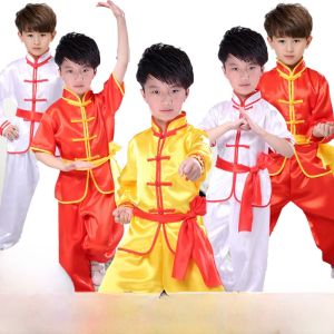 ชุดการแสดงศิลปะการต่อสู้แบบแขนสั้นสำหรับเด็กชาย ชุดฝึกซ้อมแขนยาว ชุดการแสดง Kung Fu ชุดการแสดงวันเด็ก ชุดฝึกซ้อม