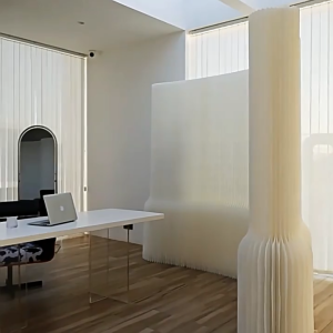 ฉากกั้นกระดาษ ฉากกั้นห้องกระดาษแบบพับได้ แบ่งพื้นที่สำนักงานสไตล์โมเดิร์น กระดาษดีไซน์โค้ง ดีไซน์ทรงอะคอร์เดียน ฉากกั้นห้อง น้ำหนักเบา เหมาะสำหรับห้องนั่งเล่น สำนักงาน ตกแต่งสไตล์ญี่ปุ่นและผนังโฆษณา มีความสูงให้เลือกหลายระดับ