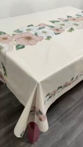 Modern Floral Satin Tablecloth Rectangle Rectangle Oil-Proof Waterproof Kitchen Dining Table Cover