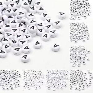 100-500PCS A-Z 26 Letter Beads Acrylic Round Loose Spacer White Alphabet Beads for Jewelry Making Diy Bracelet Accessories
