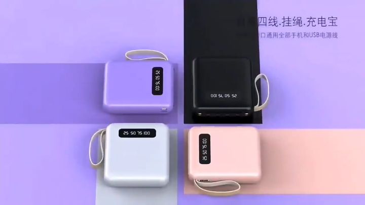 PowerBank Original 20000mAh Dengan 3 kabel pengisi daya Tampilan digital  Tipe C Micro Lightning USB LED Display Original Fast Charging Mini Real Capacity Bank Daya Pocket Size Powerbank Awet Tahan Lama