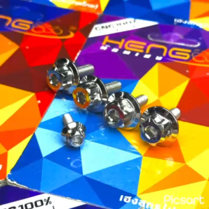 HENG / SC SIAM FOOT BOARD & BATTERY COVER BOLT ( BEAT FI ) CNC GEAR / CONCAVE / GOLD / SILVER FLOWER