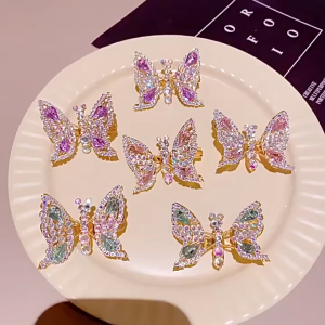 Sweet Style Hair Clip Can Moving Rhinestone Butterfly Hairpin Cute Bangs Clip Girls Fashion Hair