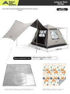 BSWOLF | Portable Folding 2-in-1 Tent & Tarpaulin Set Outdoor Camping