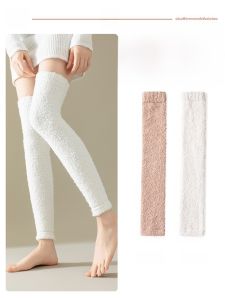 JINGCHI | ถุงเท้าผู้หญิงถักขนเป็ดคอตตอนคอตตอนขนแกะหนาแบบยาวถึงเข่าสำหรับฤดูหนาว สวมใส่ในบ้าน ปกป้องข้อศอก ความยาวถึงเข่า ระบายอากาศได้ดี ทรงหลวม