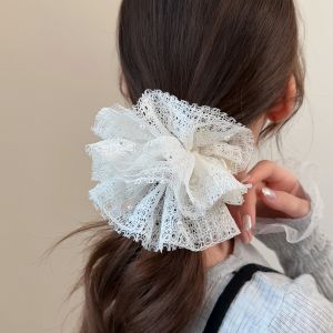 French Ins Hollow out Lace Pearl Embedded Hair Ties Heavy Work Fairy Ball Headband Fashionable Hair Accessories