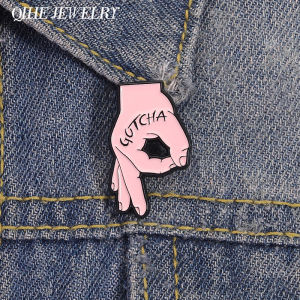 GOTCHA OK Gesture Enamel Pins Brooch Creative Game Okay Gesture Brooches Backpack Lapel Badge Funny Jewelry Gift for Kid Friends
