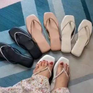 Sandal Teplek Wanita Haikalshoes TPK001 Kekinian Busa Fylon Variasi Mutiara / Sendal Jepit Cewek