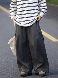 Original Banish Japanese Retro Wide Leg Pants Mens Loose Straight Cut Multi-Pocket Workwear Trousers Versatile Casual Pants