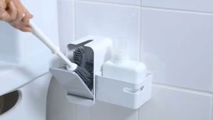 แปรงขัดห้องน้ำ ที่ขัดส้วม แปรงล้างห้องน้ำ พร้อม Dehub Vacuum pad แบบติดผนัง ไม่ต้องเจาะ - Toilet Brush Holder 90