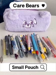 [Ready Stock] Ins Style Soft Fluffy Aesthetic Cute Bear Small Pencil Box Pencil Case Stationery Storage Makeup Cosmetic Pouch Durable Large Capacity Bag Woman Bag Shoulder Bag School Student Kids Girls Cheap Simple Modern Foldable Pink Blue Yellow Purple