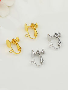 คลิปหนีบหูแบบสกรูสไตล์ญี่ปุ่นพร้อมการเคลือบมุกที่มองไม่เห็นง่าย DIY อุปกรณ์เสริมหูทําด้วยมือวัสดุสําหรับโลหะผสมเงินและทองชุบ