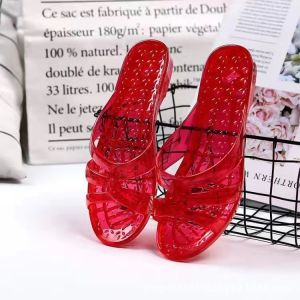 Ielgy mùa hè phẳng Dép pha lê nữ hàng ngày đơn giản tắm chống trượt gót thấp trong nhà