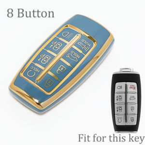 8 Buttons Key Holder Auto TPU Car Key Cover Case for Hyundai Genesis G80 GV70 GV80 2019 2020 2021 2022 Remote Accessories