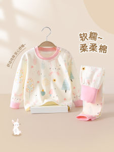 ชุดนอนเด็กผ้าฝ้ายแท้ฤดูใบไม้ร่วงสำหรับเด็กชายและเด็กหญิง ชุดกระโปรงสูง ชุดนอนแขนสั้นป้องกันหน้าท้อง ชุดนอนฤดูใบไม้ร่วง ชุดนอนฤดูใบไม้ผลิ