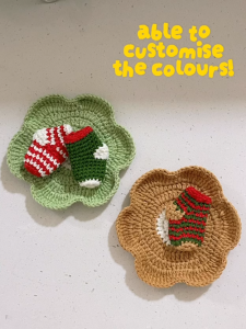 [CHRISTMAS] Handmade Crochet Coaster / Christmas Socks