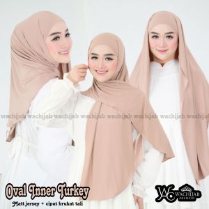Pashmina Oval Inner Turkey Bahan Jersey Pasmina ciput Cepol Brukat Bahan Jersey Wachijab