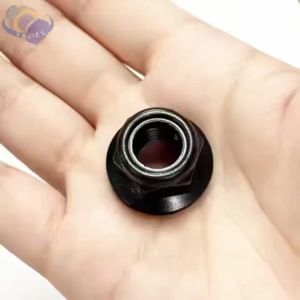 DIN6926 304 Stainless Steel Black Nylon Insert Hex Flange Lock Nut M4 M5 M6 M8 M10 M12 Smooth Base Self-locking Nut Blackened