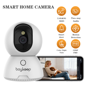 Boykeep 2K HD Intelligent Moving Head Camera Dual band WiFi Dual mode Night Vision Alert Indoor Panoramic Local/Paid Cloud Stora