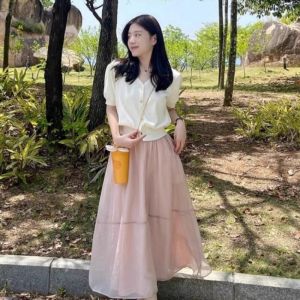 White Ice Silk Short Sleeve Knitted Cardigan: A Stylish & Comfortable Summer Top