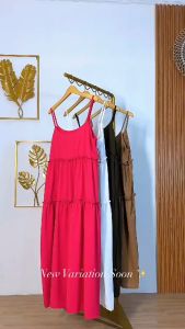 Kayla Dress Tali Korean Style Panjang Layer Crinkle Polos