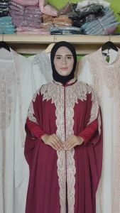 Kaftan Wanita Ceruty Set Iner Manset Daleman Pesta Bordir Mewah Kondangan Jumbo SHIREEN