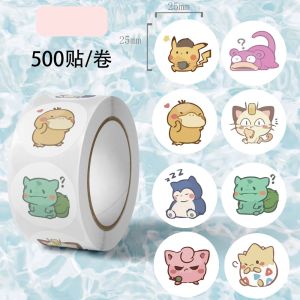 Bandai | 500pcs/Roll Cute Cartoon Stickers Kawaii Anime Eevee DIY PVC Laptop Decals Decorative Stickers Reward Toy Gift For Girls
