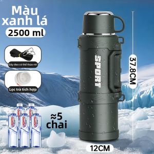 YIQIANJIN | Bình Nước Giữ Nhiệt Dung Lượng Lớn 2000ML