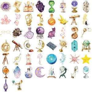 50PCS Creative Stargazing Hot Stamped PET Transparent Material Stickers DIY Decorative Personalized Decorative Stickers