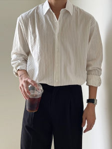DAVID&ME | Korean Style Stripe Long Sleeve Loose Casual Shirt